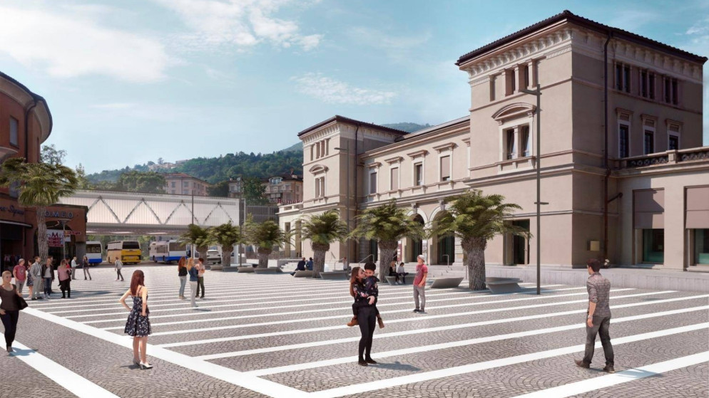 Così potrebbe apparire il piazzale della stazione.