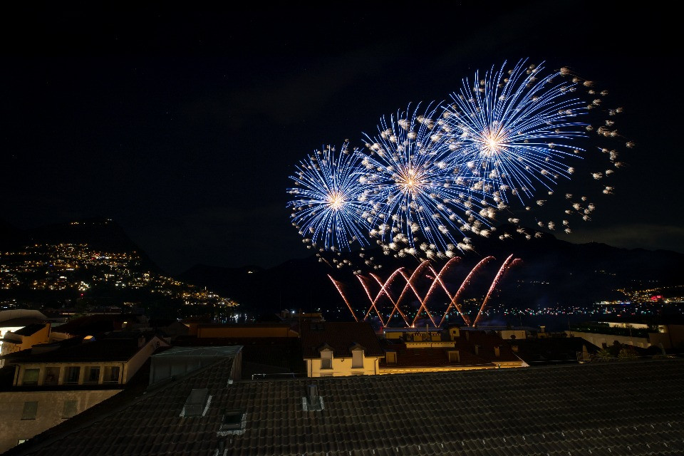 Lo spettacolo dei fuochi d'artificio a Lugano