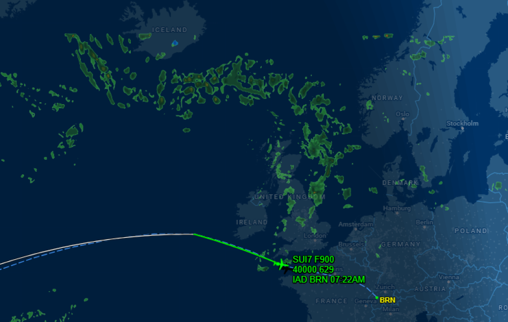 Il Falcon del Consiglio federale in volo. © FlightAware