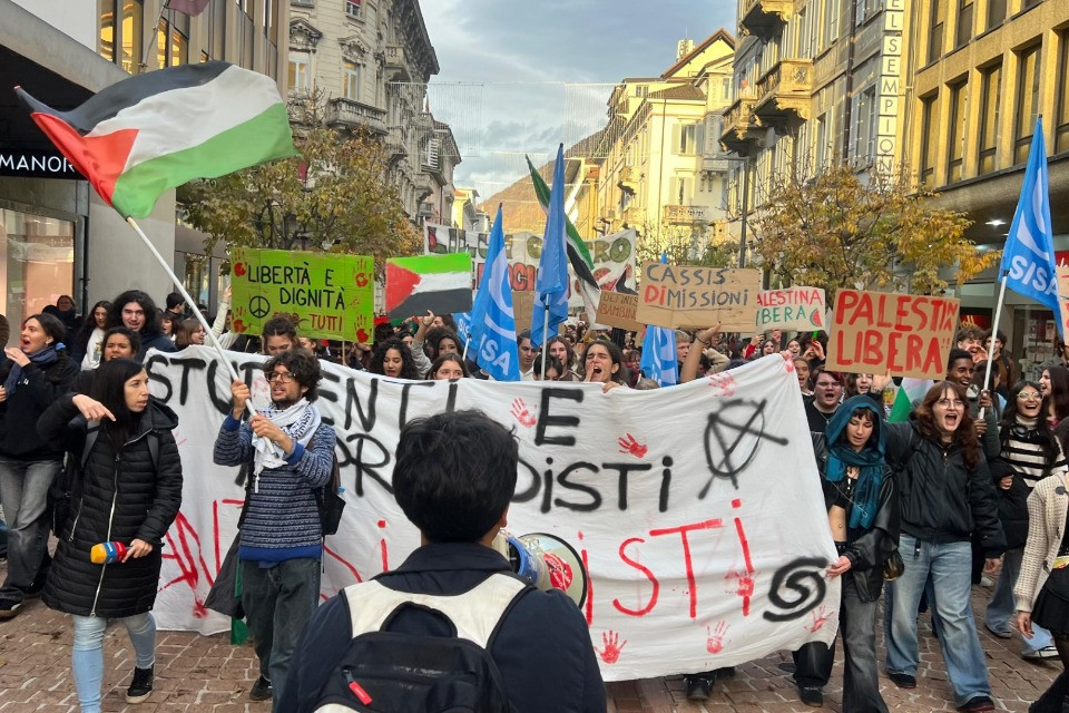 Gli studenti sono scesi in piazza per la Palestina