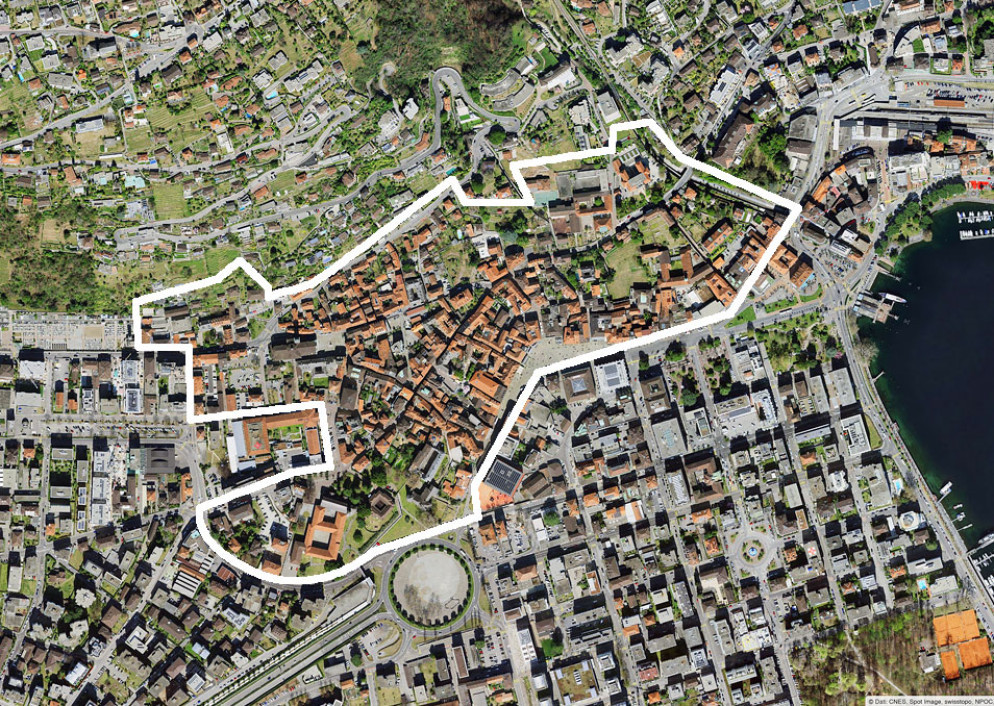 Il confine del quartiere Città Vecchia di Locarno