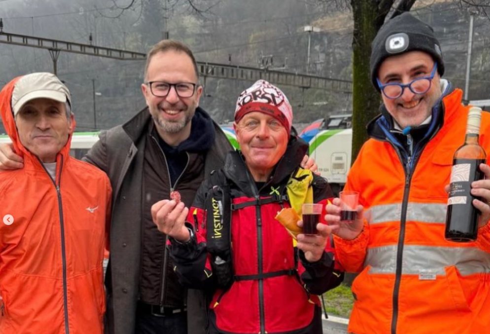 Stefano "Berna" Bernardoni durante la corsa di beneficenza per la Vallemaggia