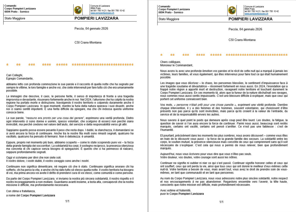 Il documento, in italiano e in francese, è stato pubblicato anche sulla pagina Facebook dei Pompieri di Lavizzara