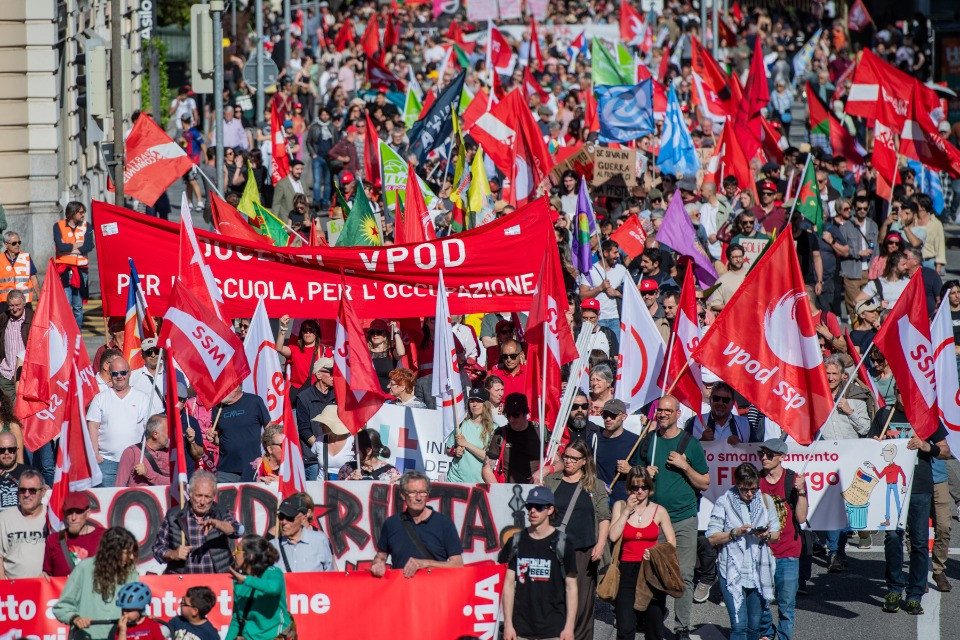 Primo maggio a Lugano: nel mirino della manifestazione l’iniziativa sui 10 milioni