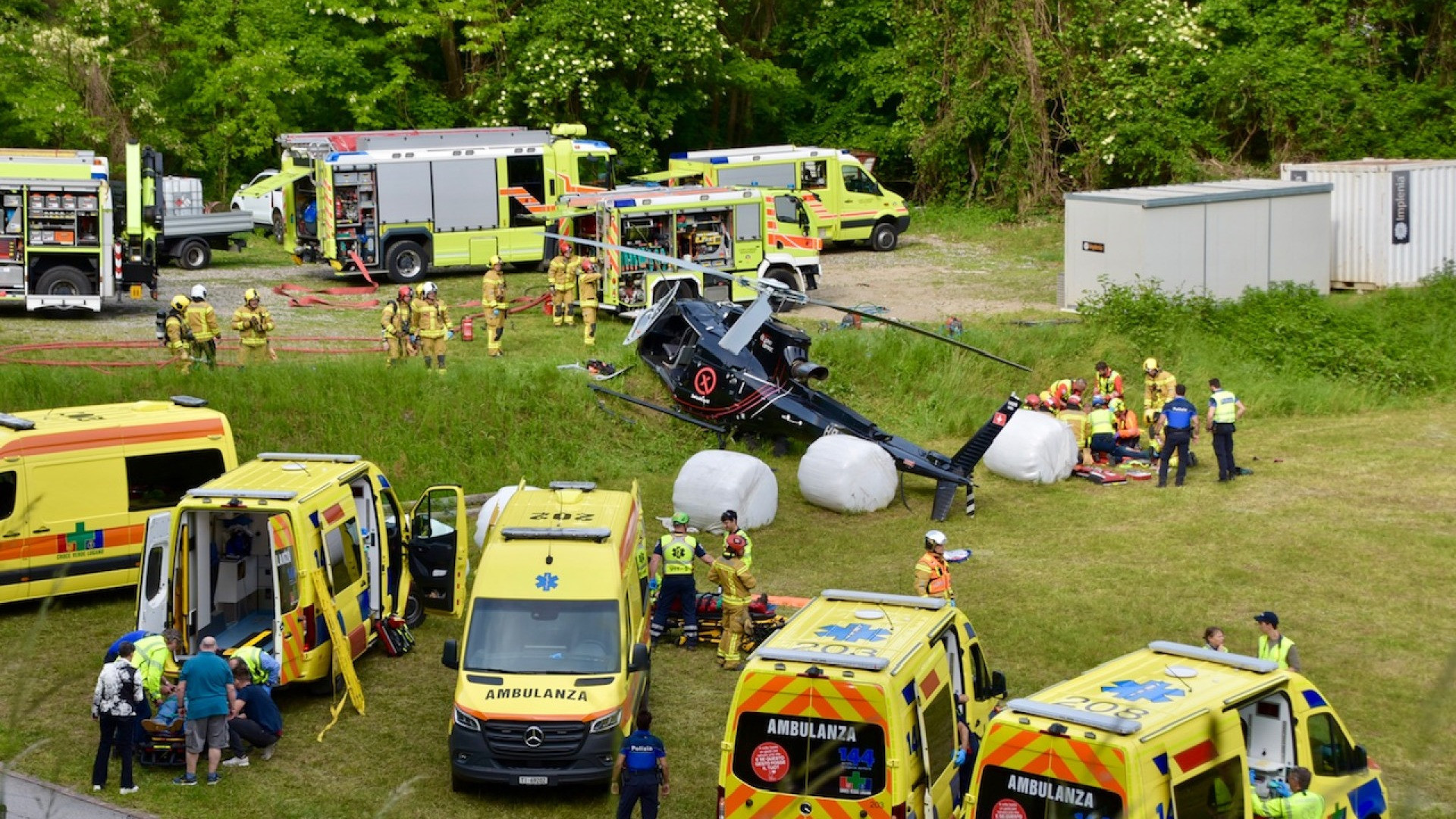 Elicottero precipitato a Mezzovico, fuori pericolo il ferito più grave