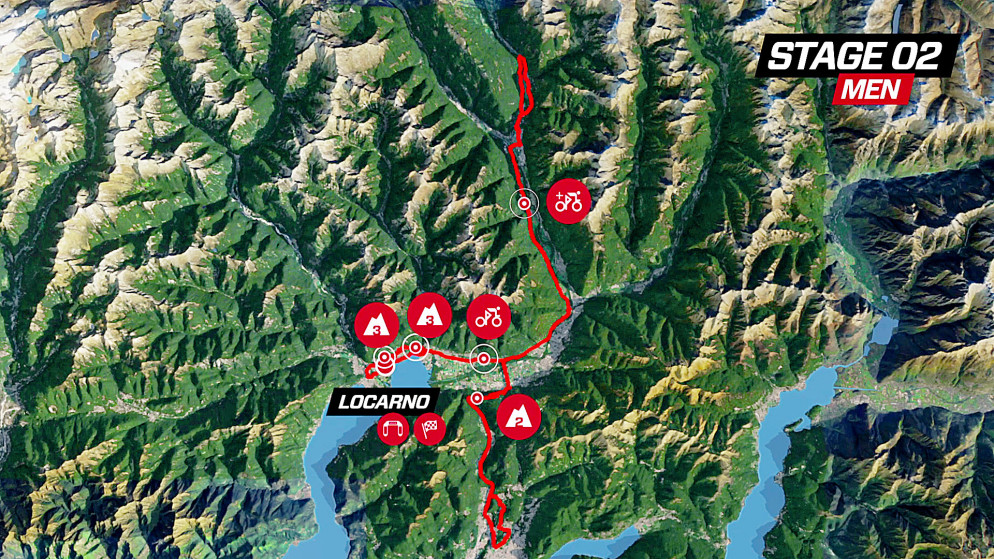 La mappa della seconda tappa del Tour de Suisse (Locarno-Locarno)