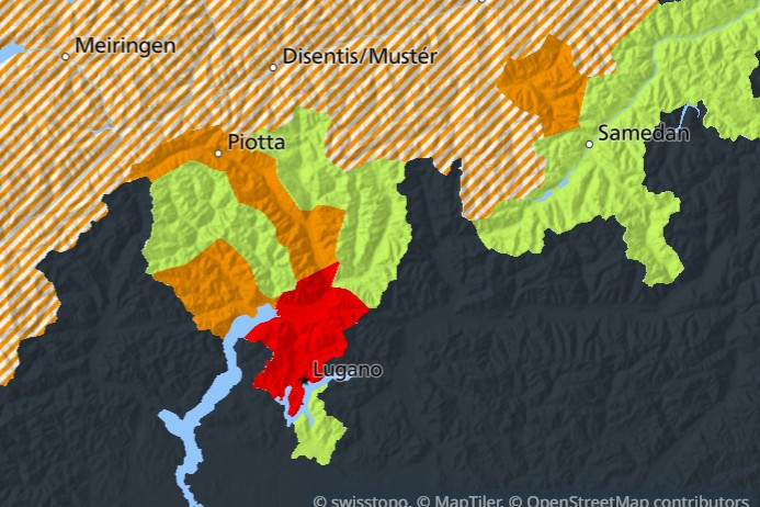 Allerta temporali di livello 4 nel Bellinzonese e nel Luganese