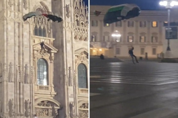 Si lancia col paracadute dal Duomo di Milano, bloccato dalla polizia