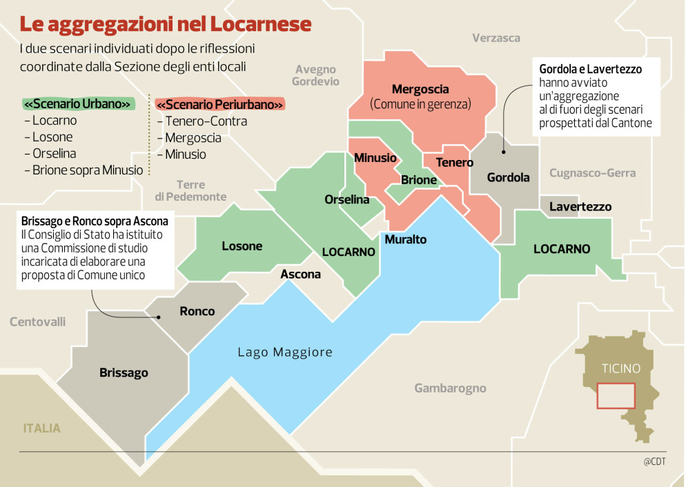 La mappa aggiornata sullo stato delle aggregazioni nel Locarnese