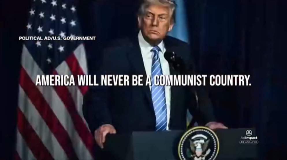 Un fotogramma del filmato promozionale con la scritta del Governo USA.