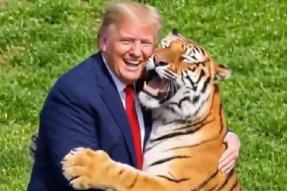 Trump e quel video con l'AI dove gioca con una tigre: «È fuori di testa»