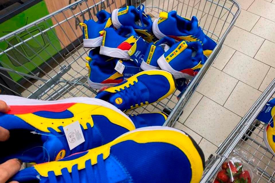 Queues outside Lidl to grab a pair of trainers